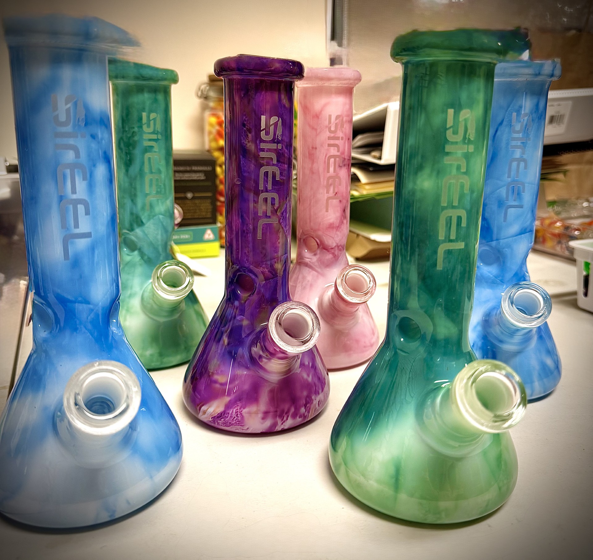 Photograph of product: 8" SirEEL Mirage Stone Beaker Bong w/ Flower Bowl | Assorted Colors