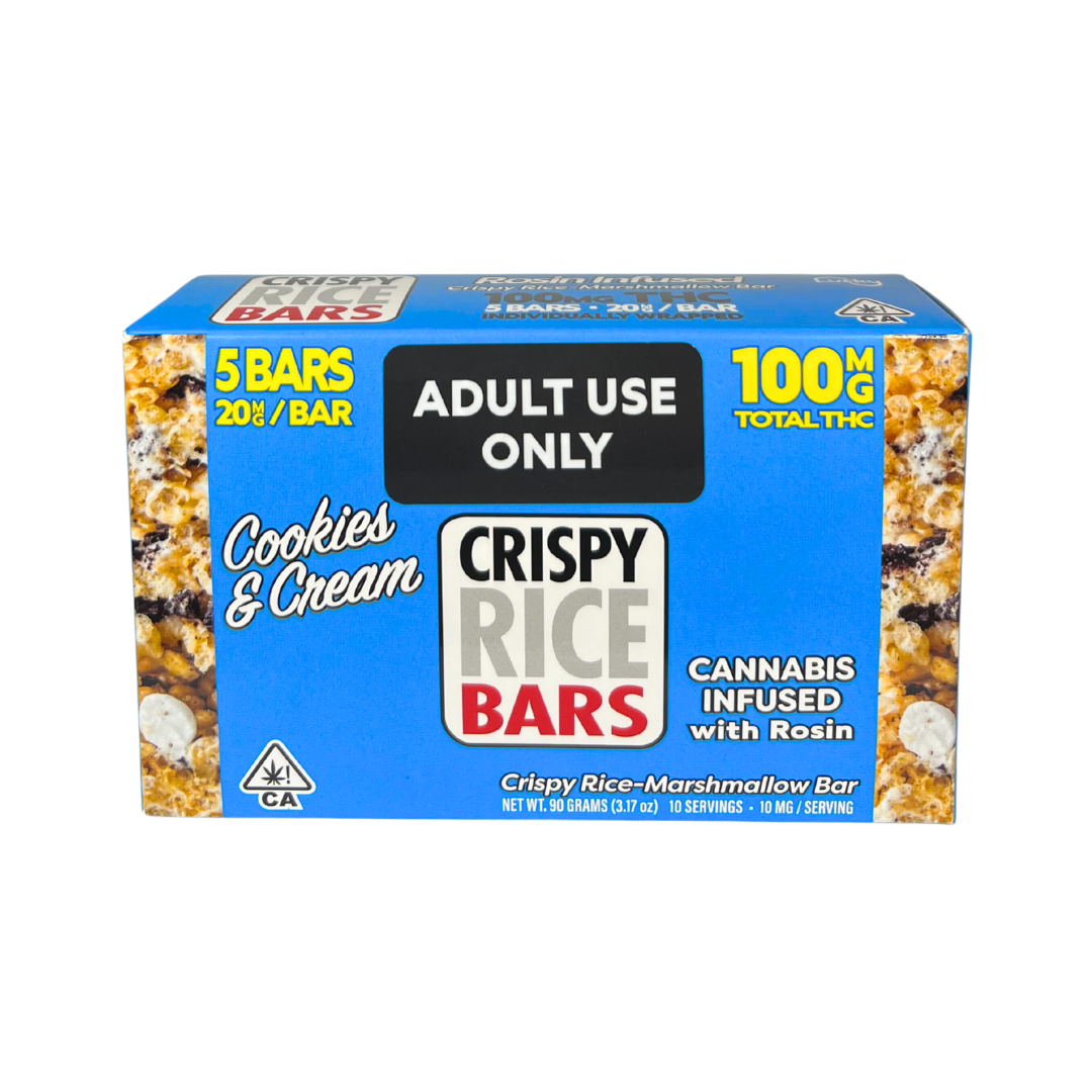 Photograph of product: COOKIES & CREAM CRISPY RICE BARS (20MG/5PK)