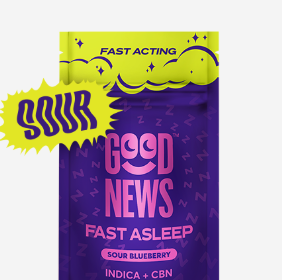 Photograph of product: FAST ASLEEP: Sour Blueberry 1:2 (CBN:TH-oui) Gummy 10pk