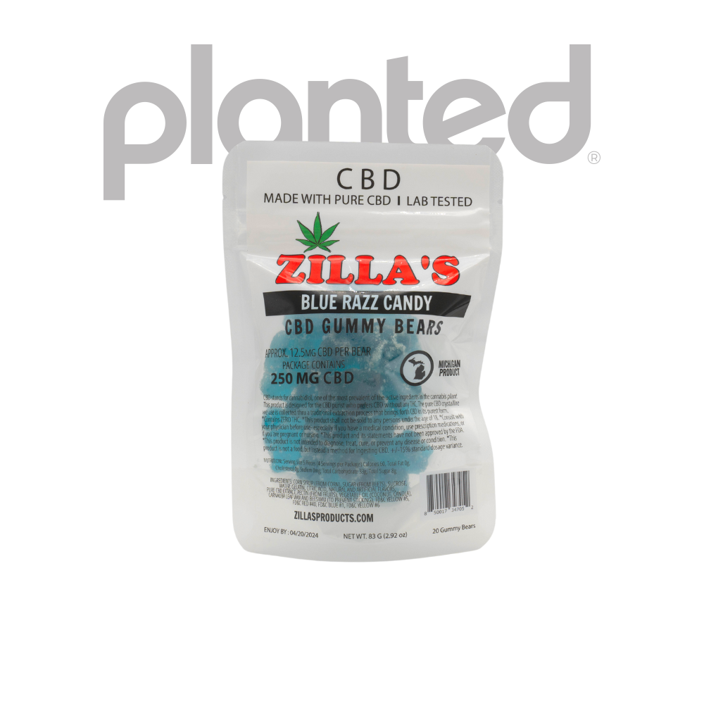 Photograph of product: Blue Razz Candy Gummy Bear 50MG