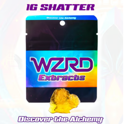 Photograph of product: WZRD EXTRACTS - SHATTER - 1G - DANTE - Oui'd