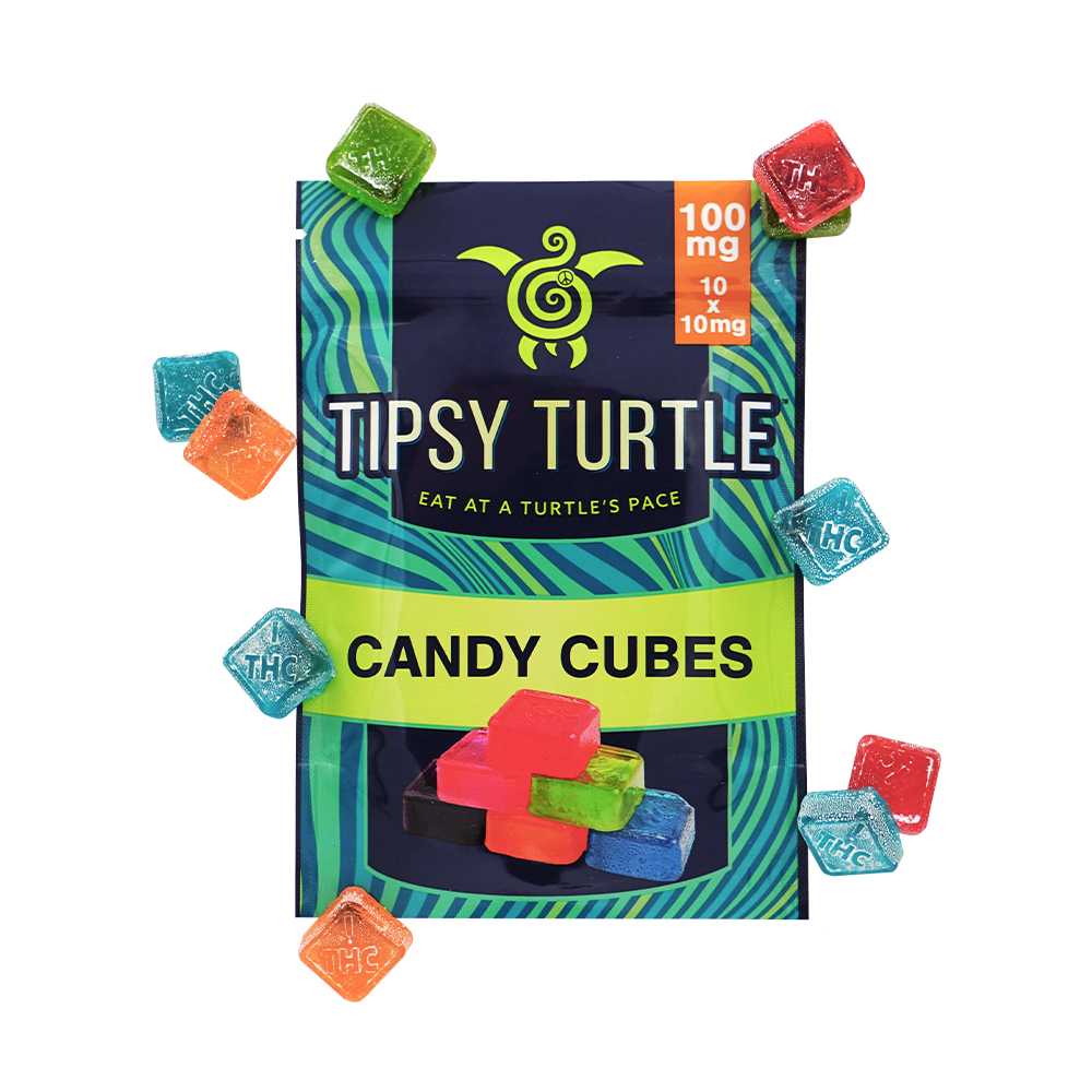Photograph of product: TIPSY TURTLE - CANDIES - 100MG - 10PK - CANDY CUBES - HYBRID