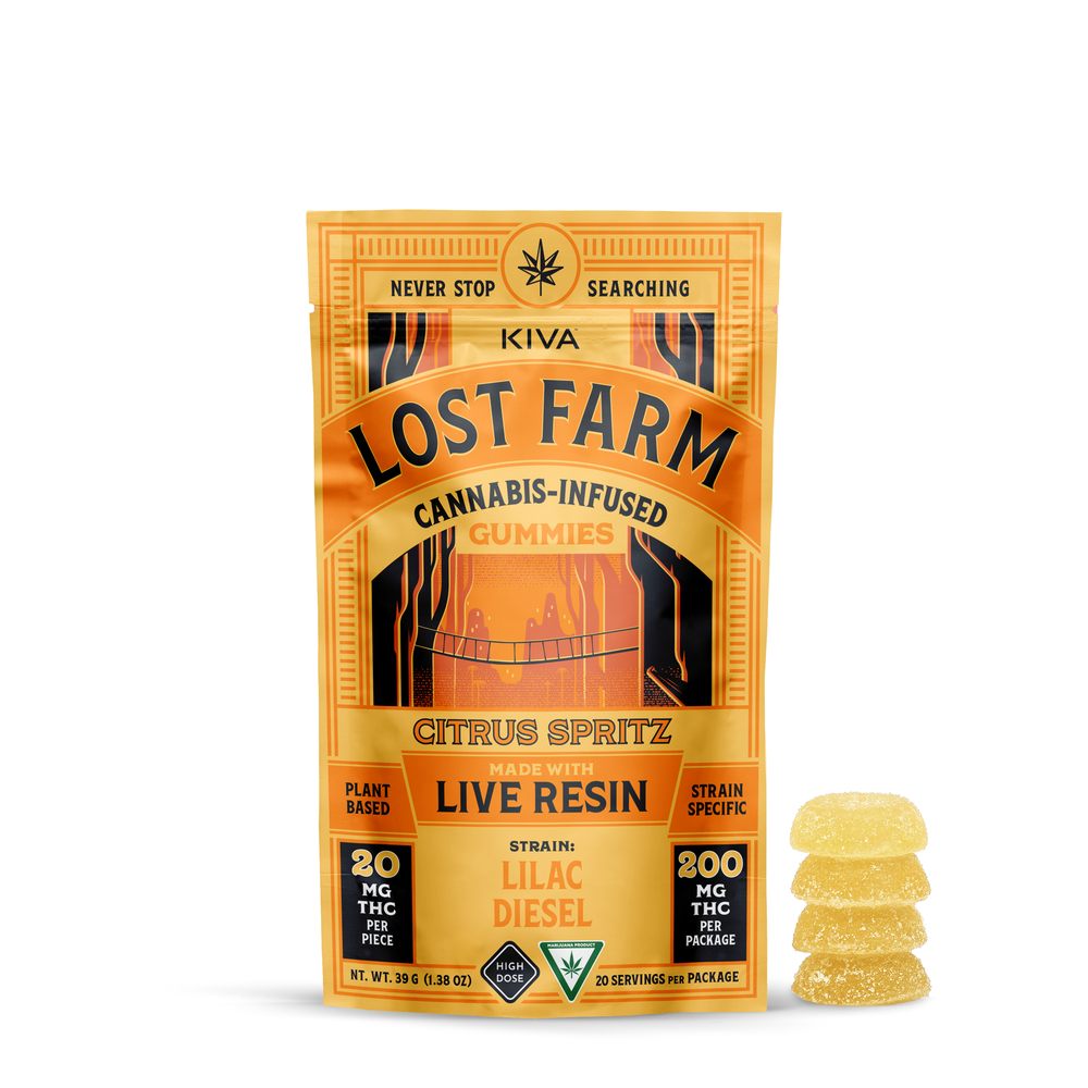 Photograph of product: Lost Farm | Citrus Spritz x Lilac Diesel Live Resin Gummies | 10x20mg | 200mg