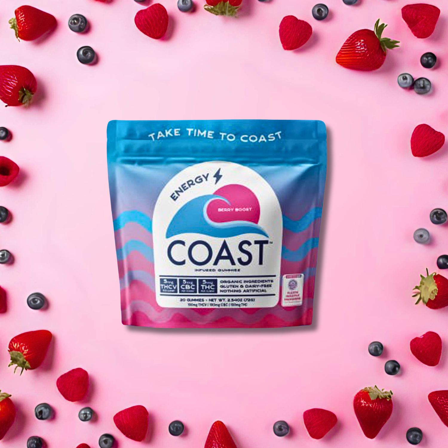 Photograph of product: Coast Berry Boost 5:5:5 TH-ouiV:CBC:TH-oui Gummies 20pc