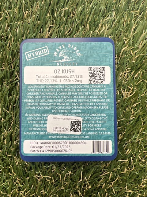 Photograph of product: OZ KUSH 0.5G 5PK PRE ROLL - 