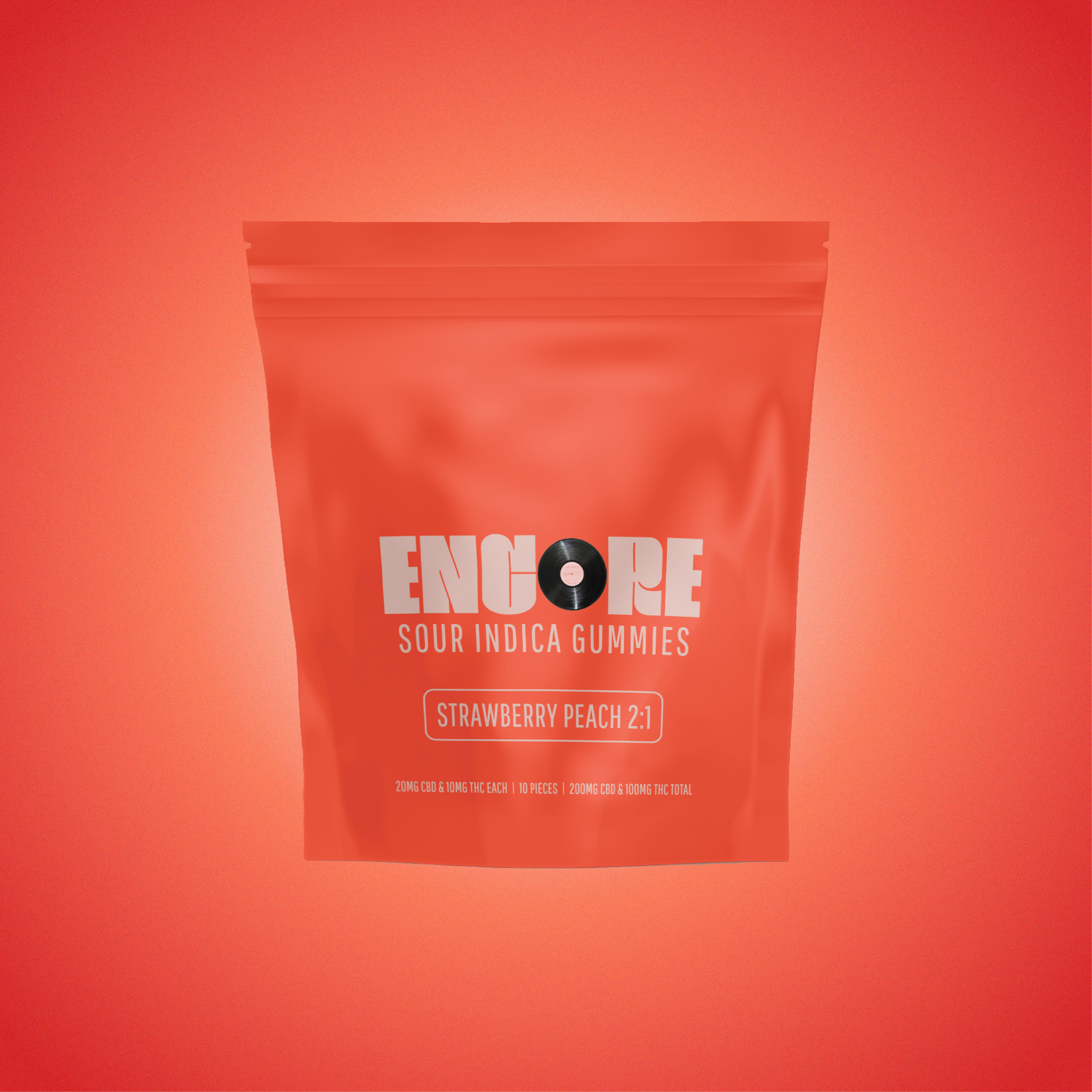 Photograph of product: Sour Strawberry Peach 2:1 CBD:TH-oui Gummies [10pk] 100mg