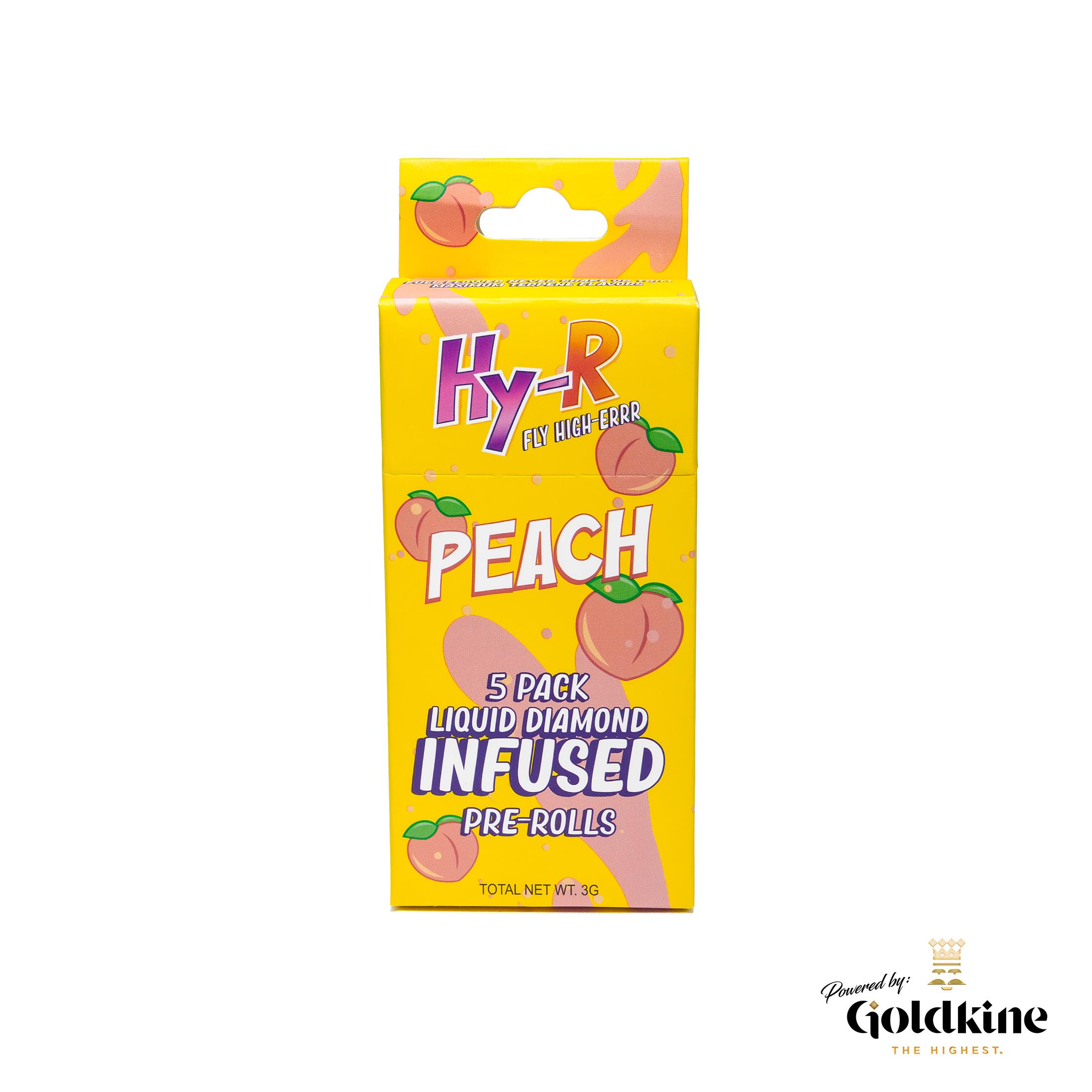 Photograph of product: Infused Pre Roll - 5 Pack - Hy-R - Peach - (Hybrid) - 44.38% TH-oui