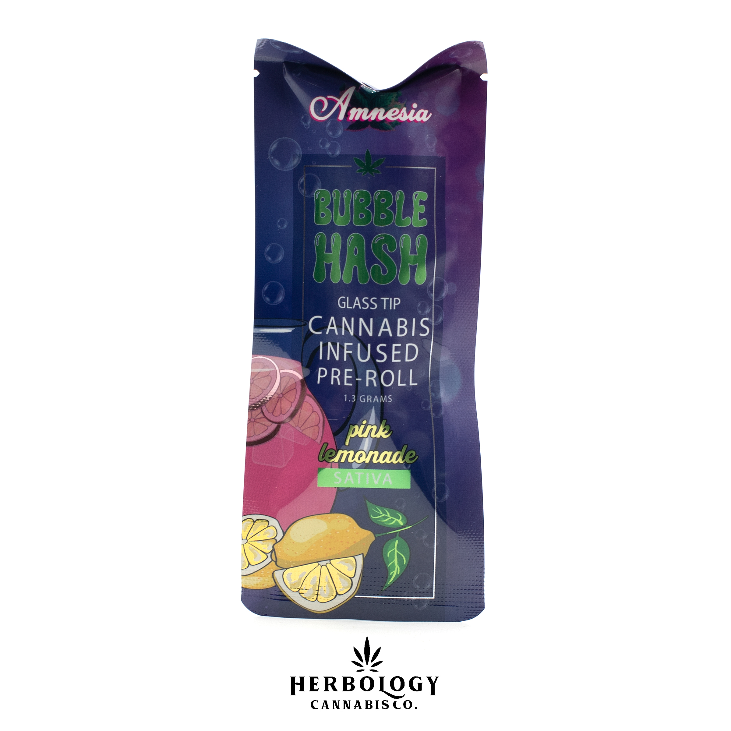Photograph of product: Amnesia | Bubble au chocolat Infused Pre-Roll | Pink Lemonade | 1.3g