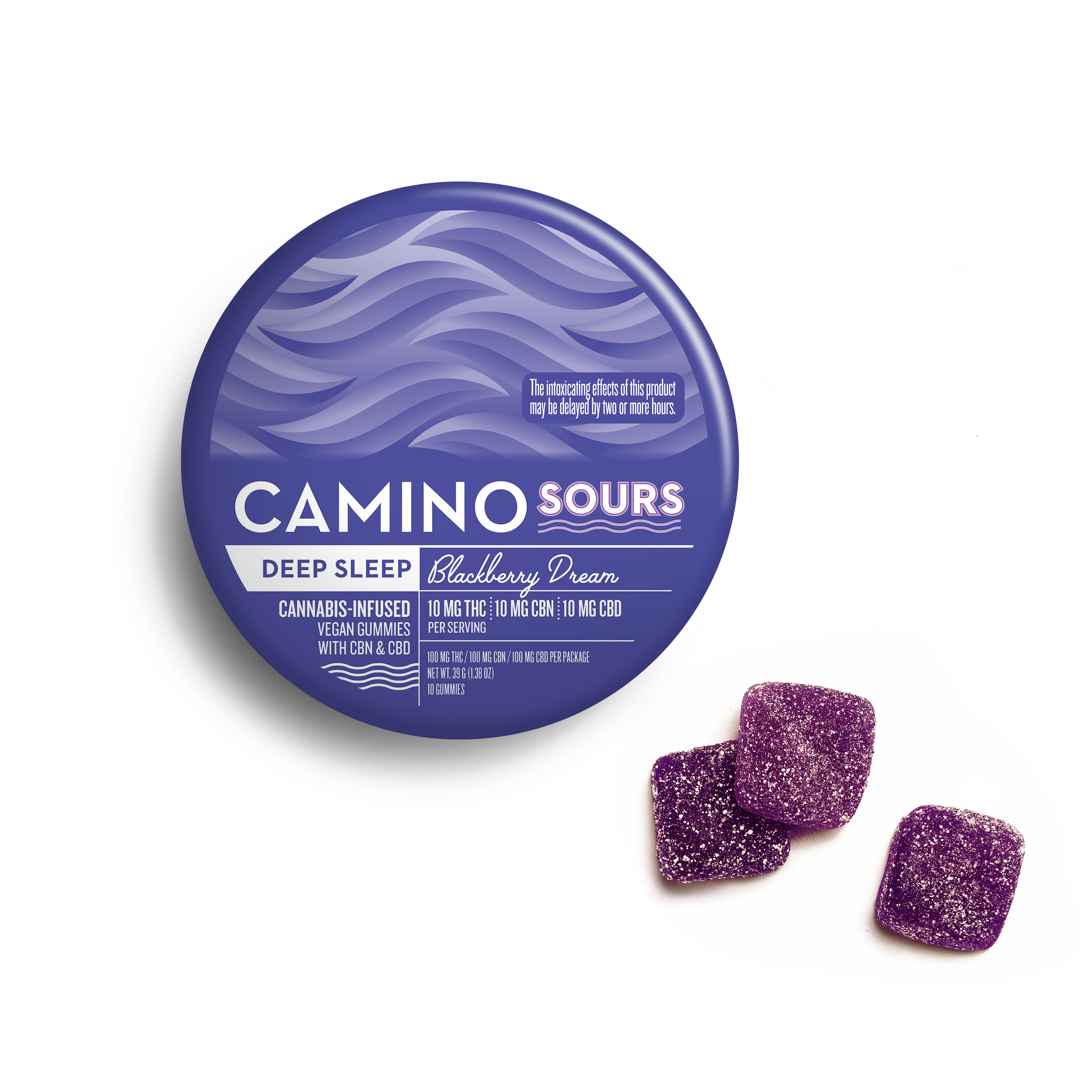 Photograph of product: Camino Sours - Blackberry - 10:10:10 THC:CBN:CBD Gummies - 100mg