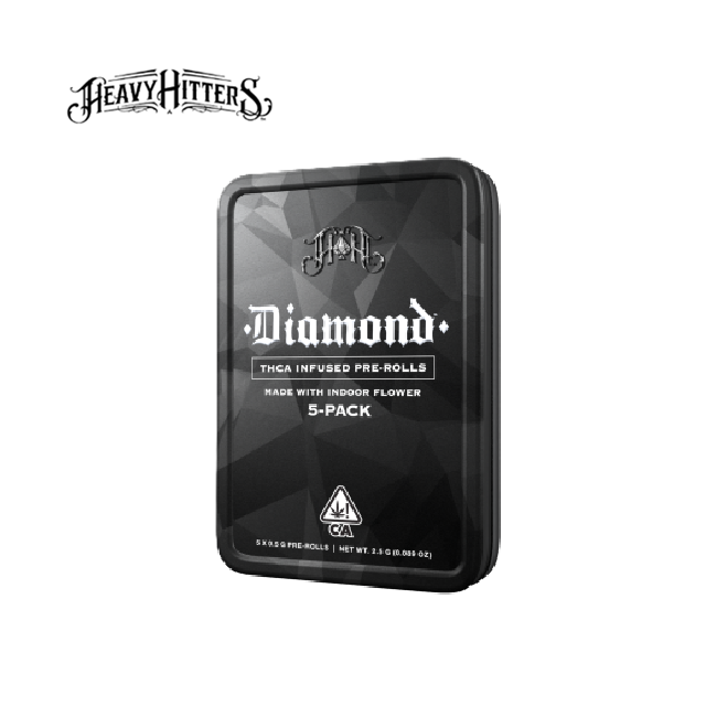 Photograph of product: J1 2.5G DIAMOND INFUSED 5 PACK PREROLLS