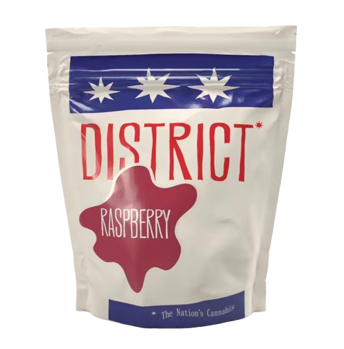 Photograph of product: District Oui'd - Nonvegan Troche - Raspberry 12.5mg