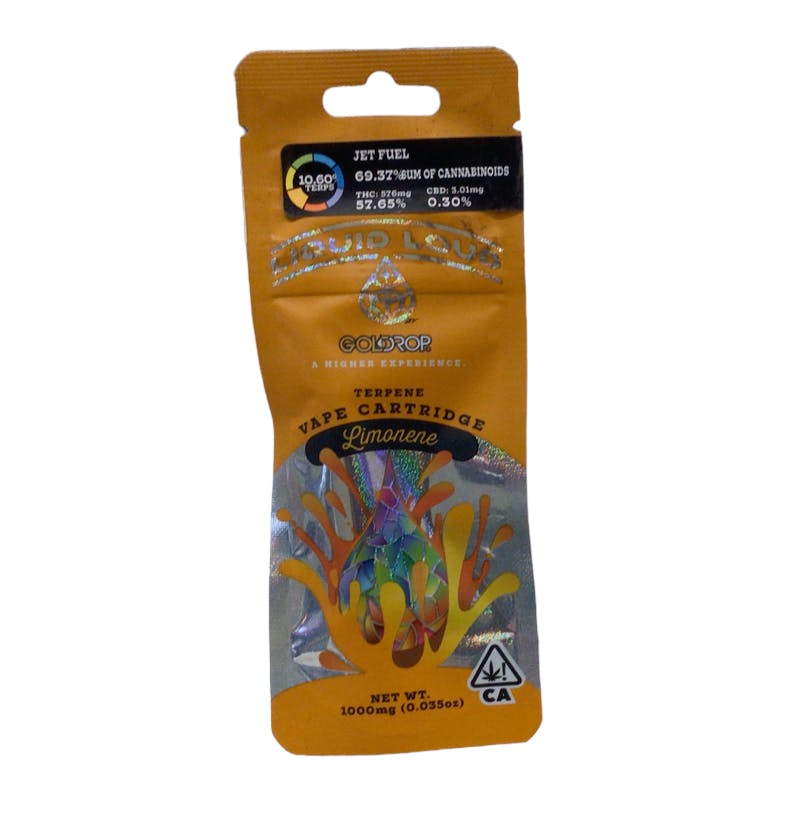 Photograph of product: Gold Drop - Jet Fuel Liquid Loud Cartridge