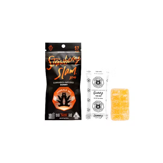 Photograph of product: Emerald Sky - Strawberry Slam (s) - Gummy - 100mg