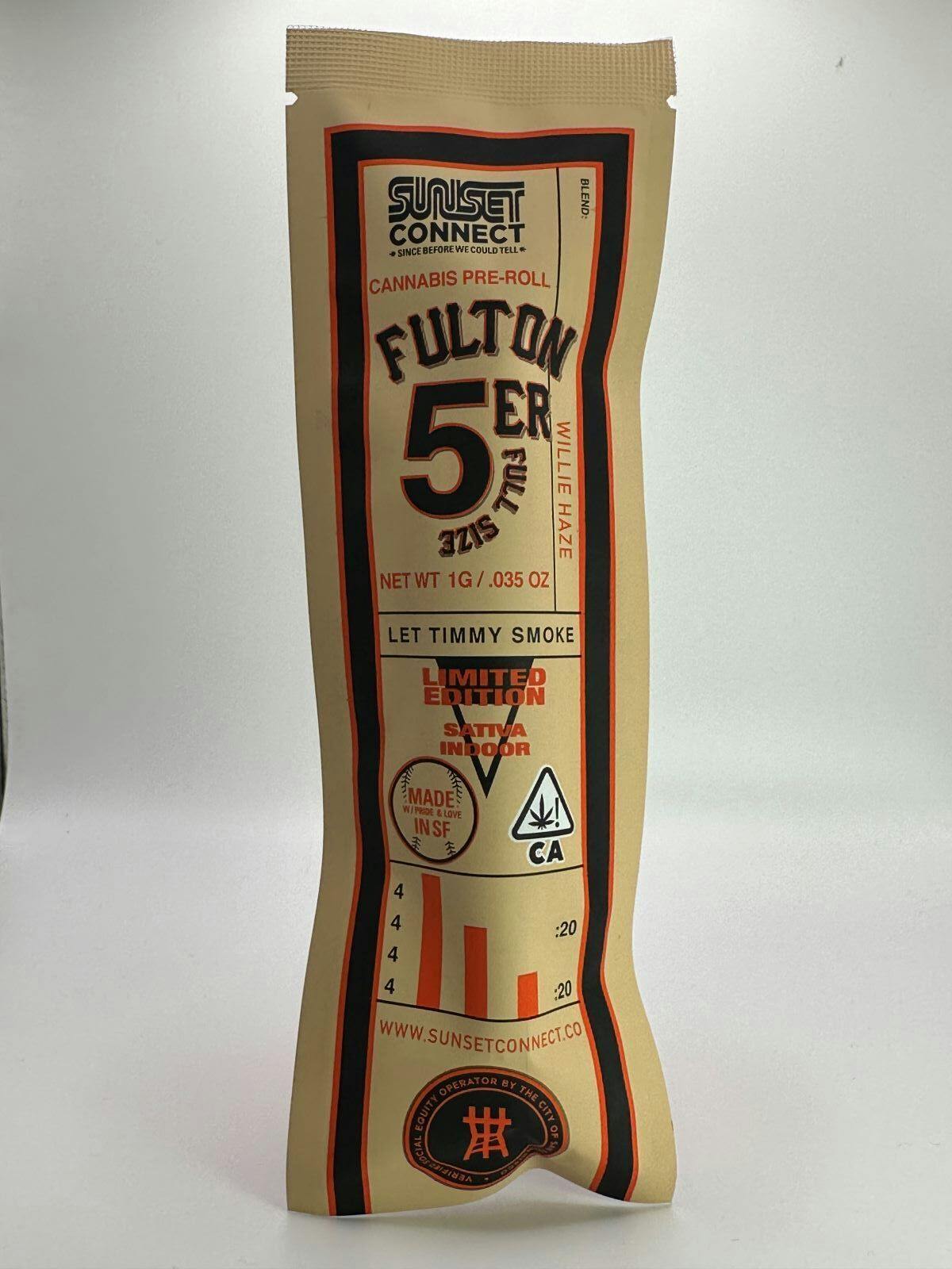 Photograph of product: Sunset Connect 1g Willie Haze Pre-Roll PD