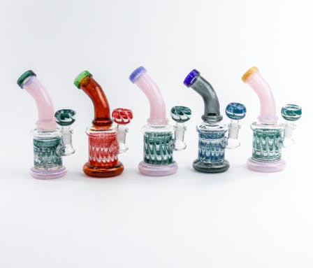 Photograph of product: 008 - 6" Wrap and Rake Bent Neck Hanger Bong - Retail