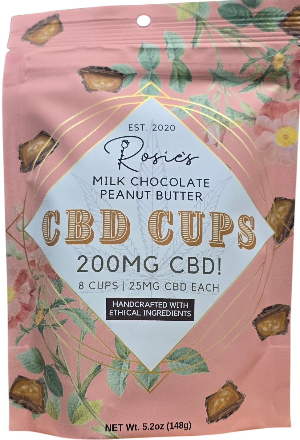 Photograph of Product: Rosies - CBD Milk Chocolate Peanut Butter Cups - 200MG CBD PER PACKAGE