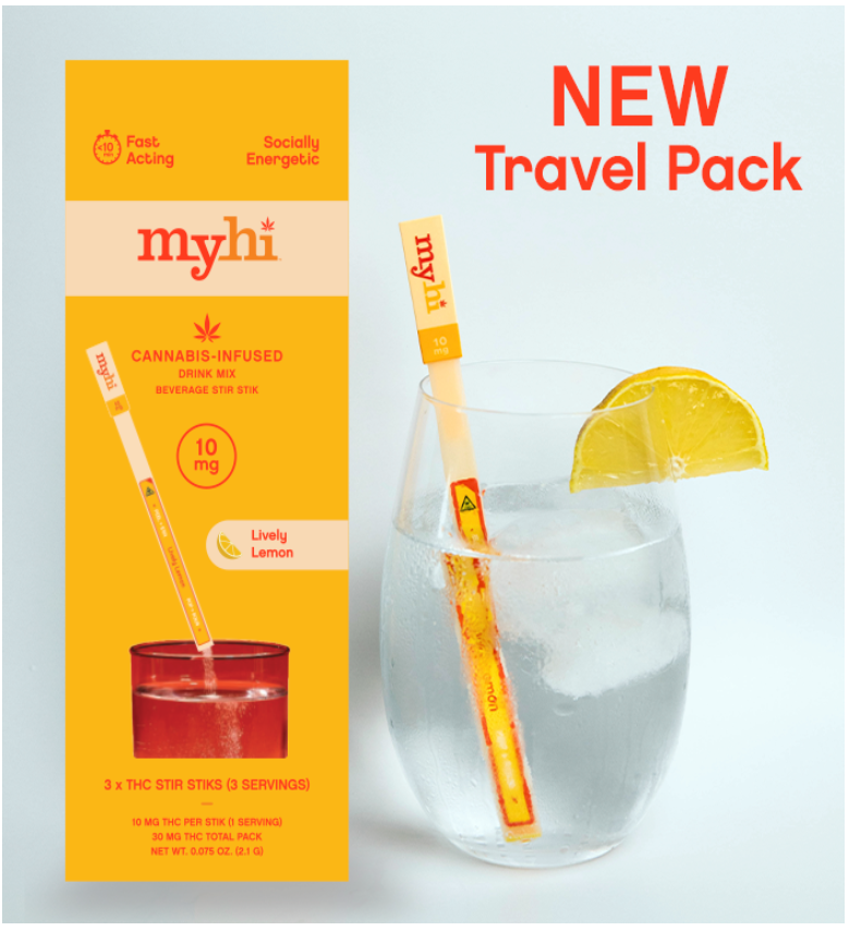 Photograph of product: Myhi - Stir Sticks - Lively Lemon - 3pk TH-oui Infused Drink Mix