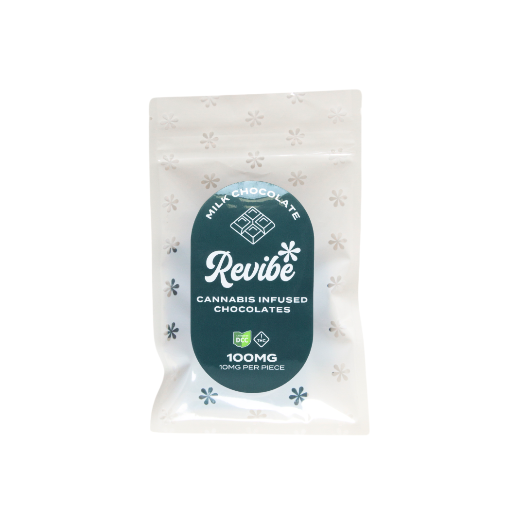 Photograph of product: Revibe - Milk Chocolate Squares 10pk - 100mg