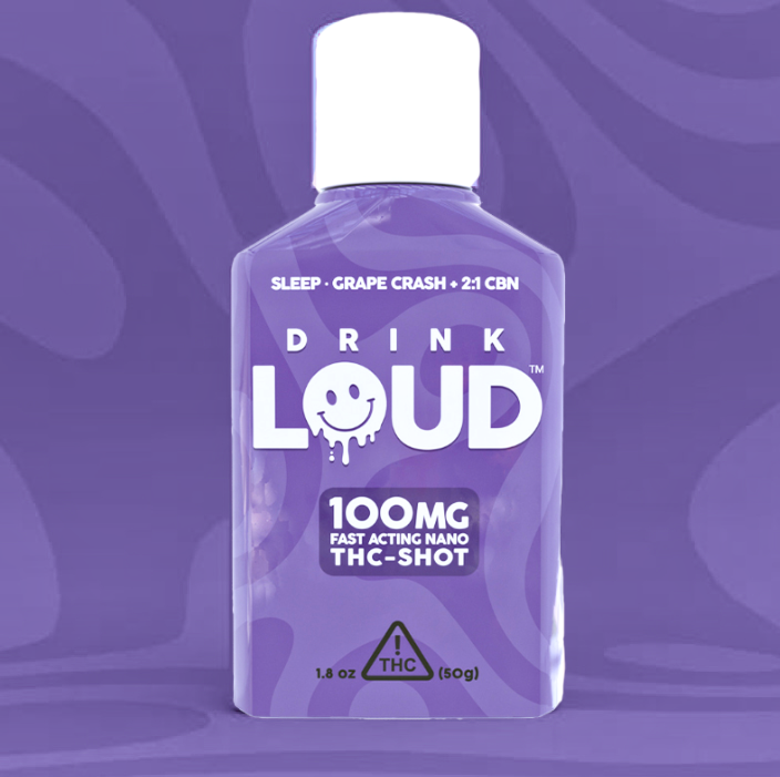 Photograph of product: Fast-Acting Nano Shot | Drink Loud | Grape Crash - Sleep [2:1 TH-oui/CBN] [50ml]
