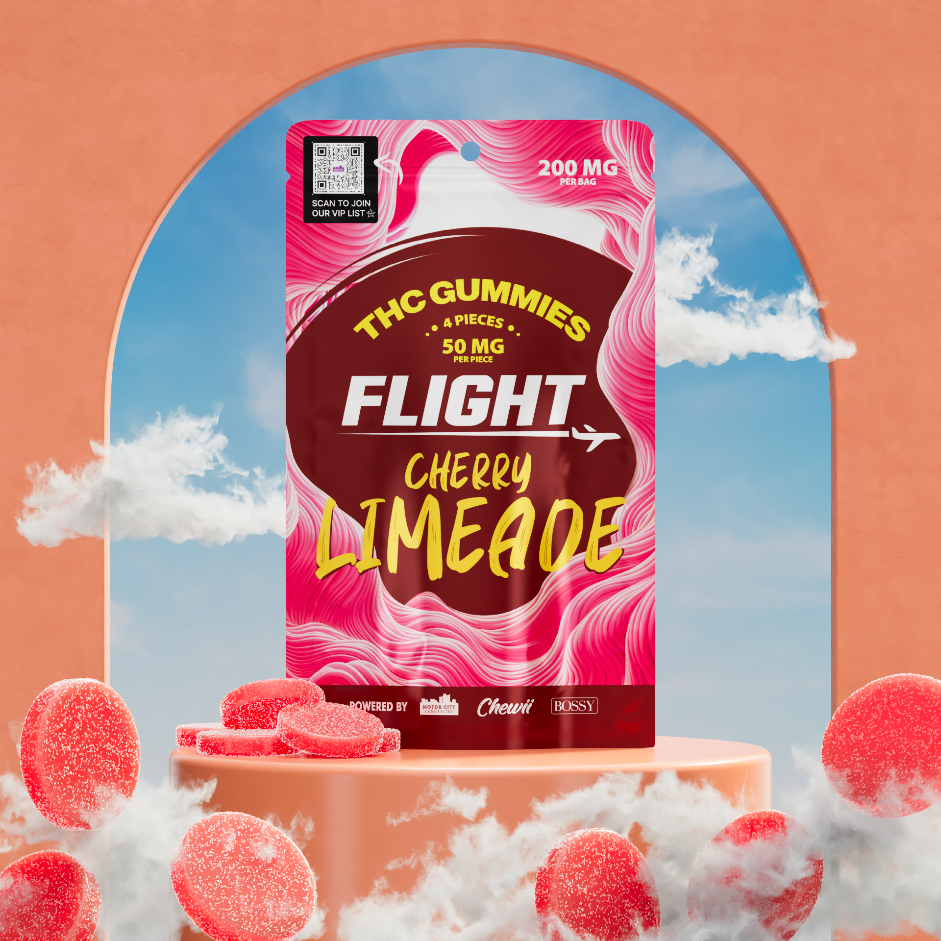 Photograph of product: Flight | Cherry Limeade | 200mg Gummies | 4x50mg