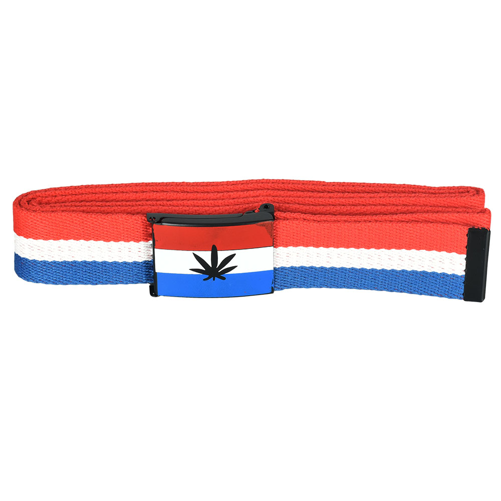 Photograph of product: Hemp Leaf Belt - (Red, White & Blue)