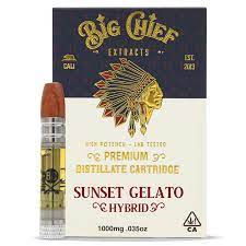 Photograph of product: BIG CHIEF - VAPE (DISTILLATE) - - HYBRID - SUNSET GELATO