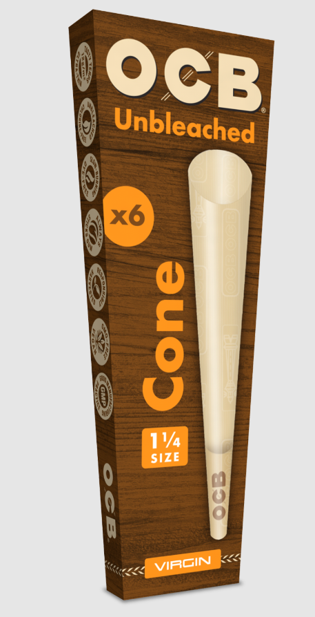 Photograph of product: OCB Unbleached Virgin Cones - 1 1/4 6pk