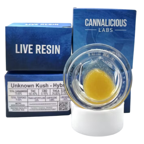 Photograph of product: Cannalicious Unknown Kush Live Resin 1g