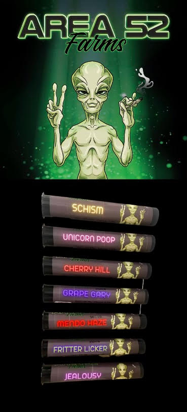 Photograph of product: Area 52 Pre-roll 5 Pack Rainbow Chip (H)