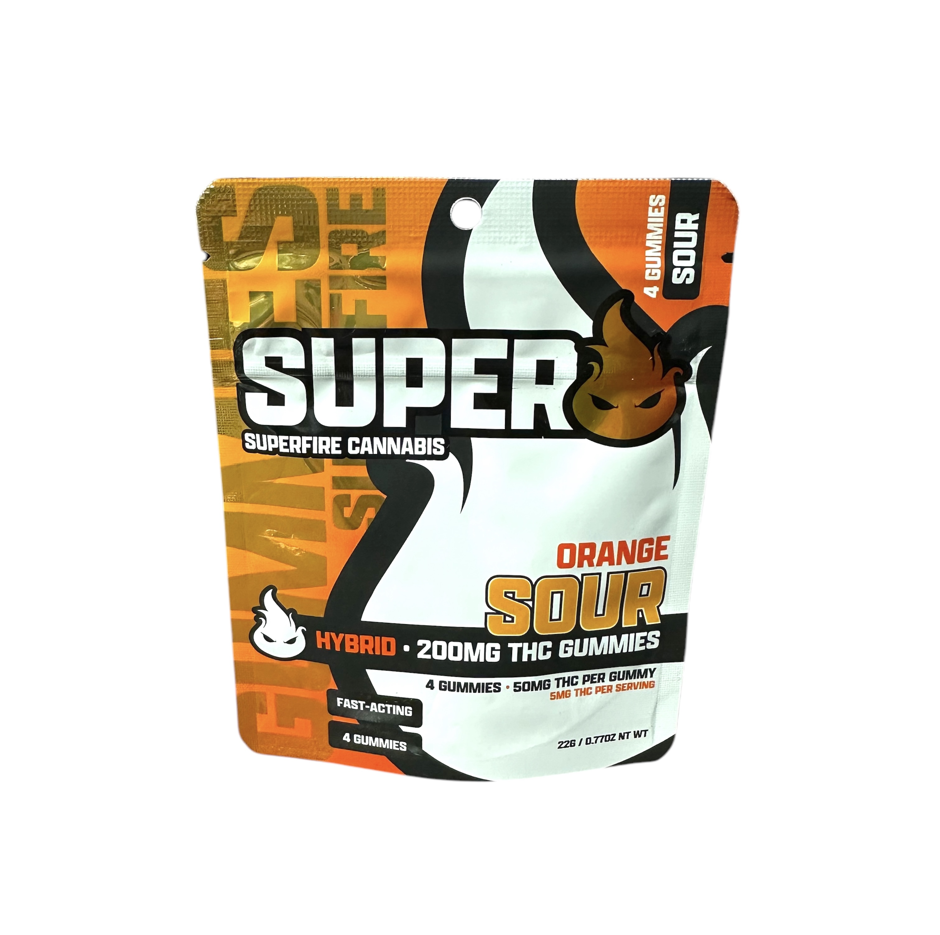 Photograph of product: Superfire Sour Orange Gummies 200mg Rec