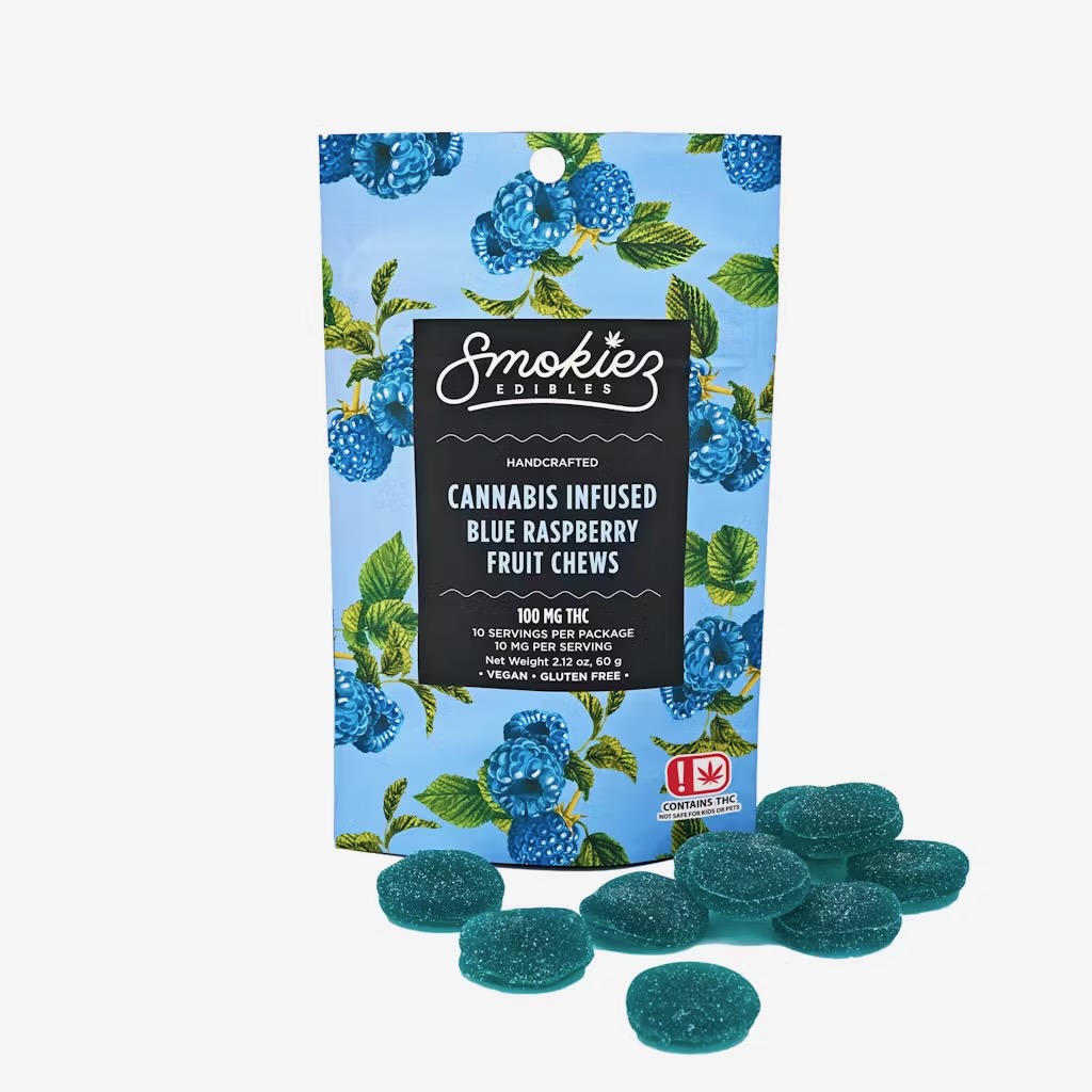 Photograph of product: Smokiez - Blue Raspberry Oui'd Fruit Chews - 100mg