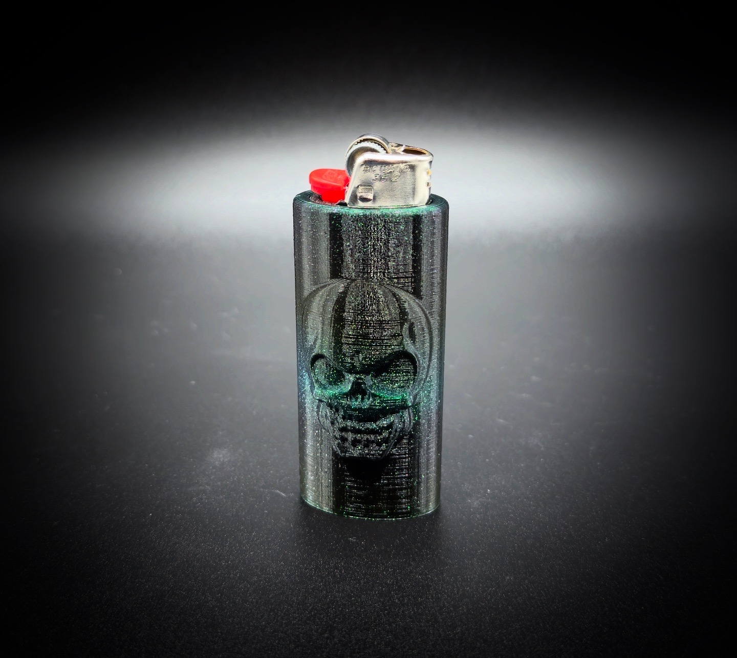 Photograph of product: HighByDesign Bic Lighter Case Skull Edition- Green Phantom #2