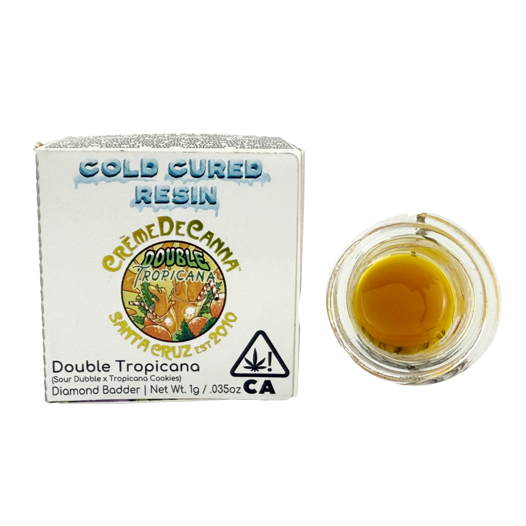 Photograph of product: CREME DE CANNA - DOUBLE TROPICANA CURED RESIN DIAMOND BADDER 1G