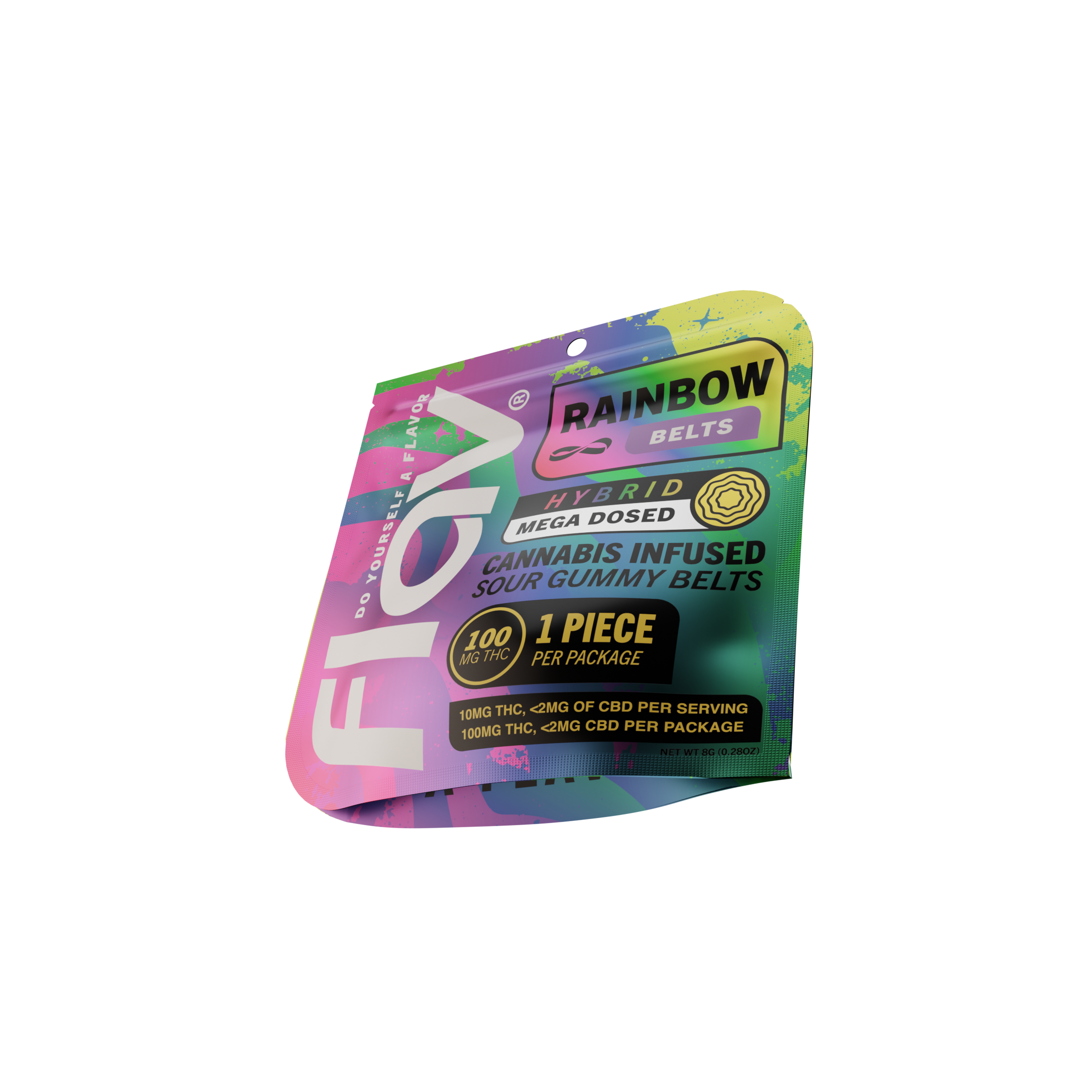 Photograph of product: Edible Gummies | Flav | Live Resin - Rainbow Mega Belt | 100mg