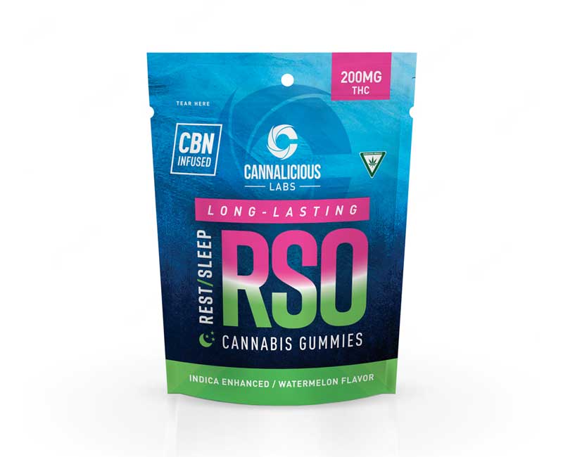 Photograph of product: Cannalicious 200mg Gummies RSO Rest Watermelon
