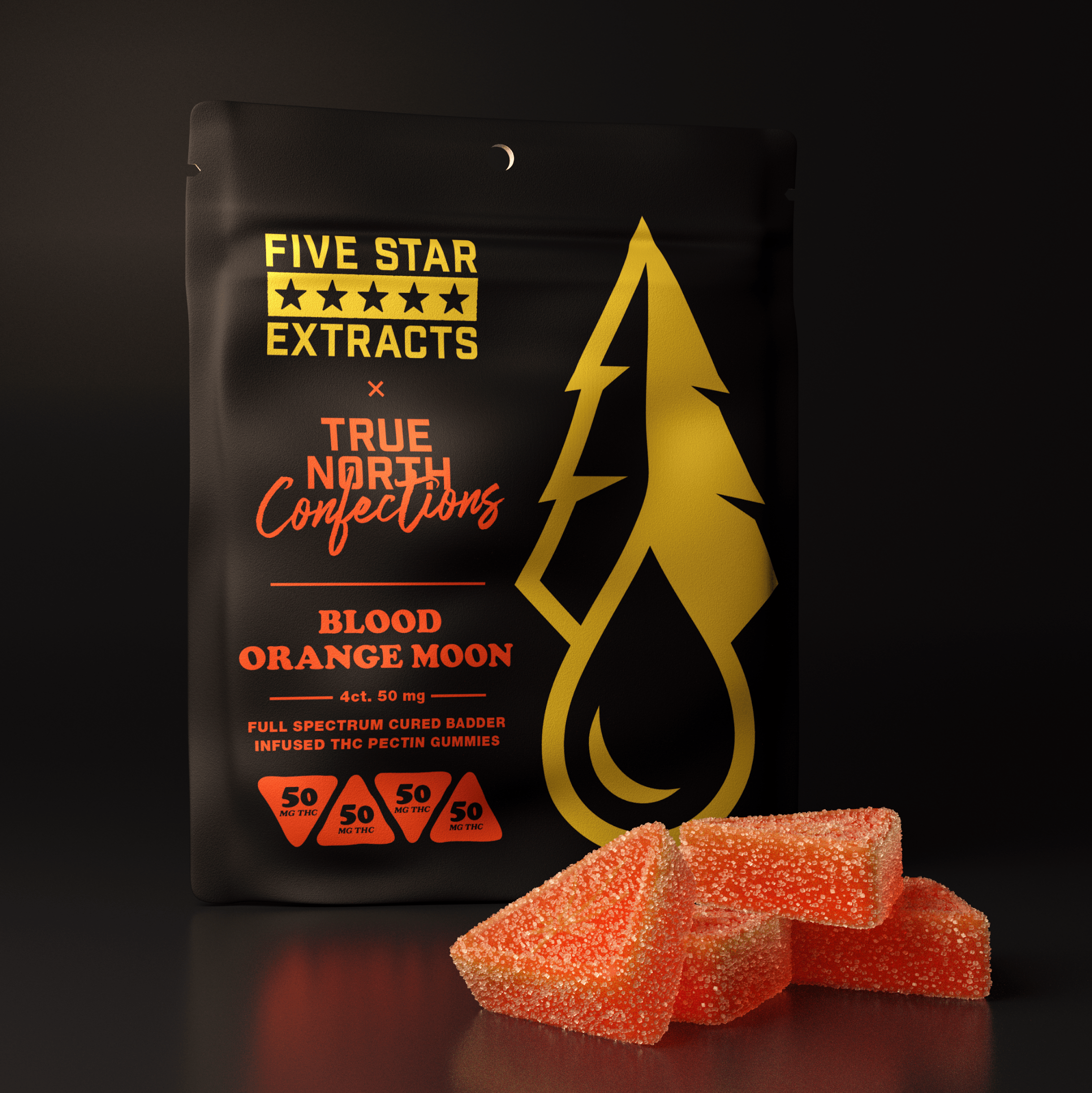 Photograph of product: True North x Five Star Full Spectrum Gummies Blood Orange Moon | 200mg