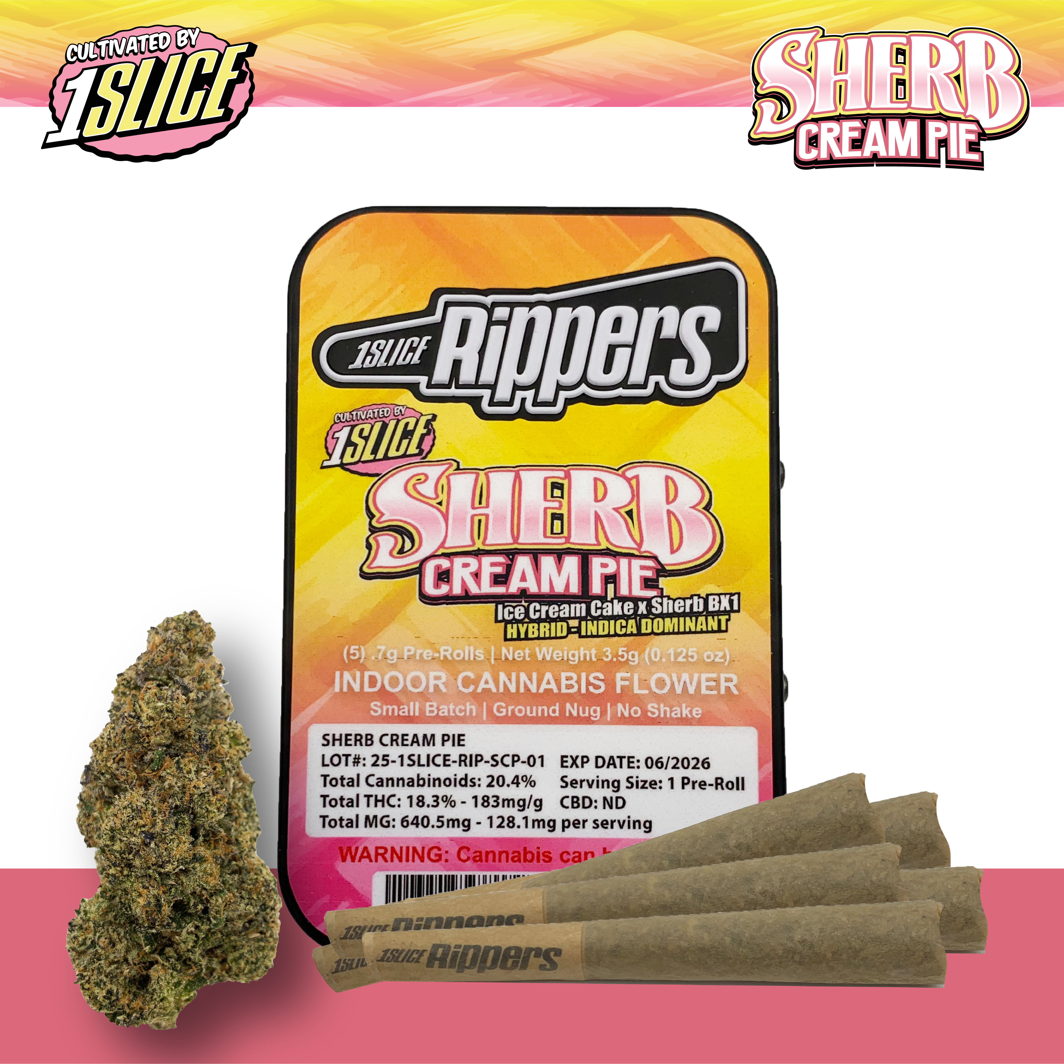 Photograph of product: 1 Slice - Sherb Cream Pie - Pre-Roll (5 Pack)