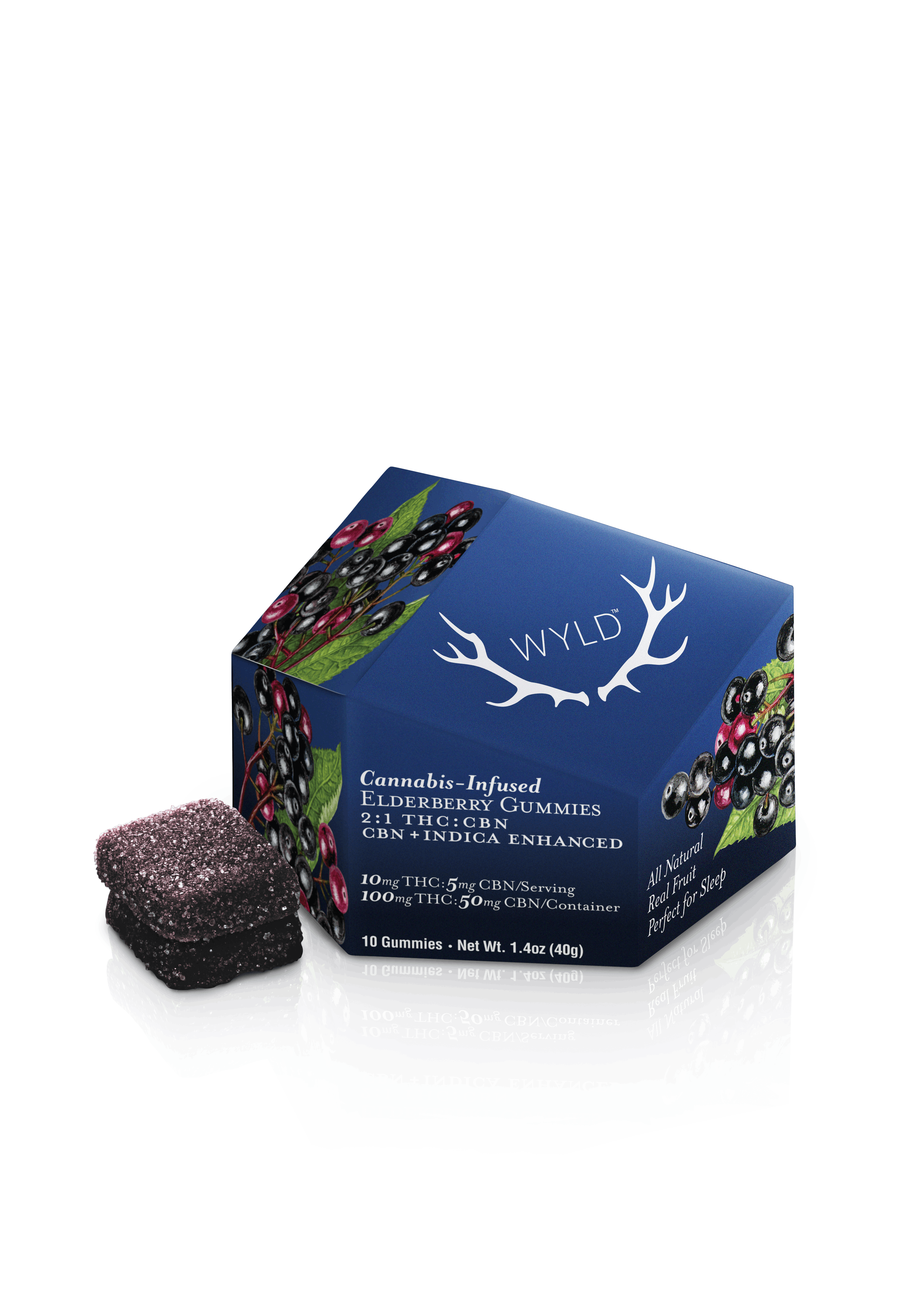 Photograph of product: Elderberry | 2:1 TH-oui:CBN Gummies | 100mg