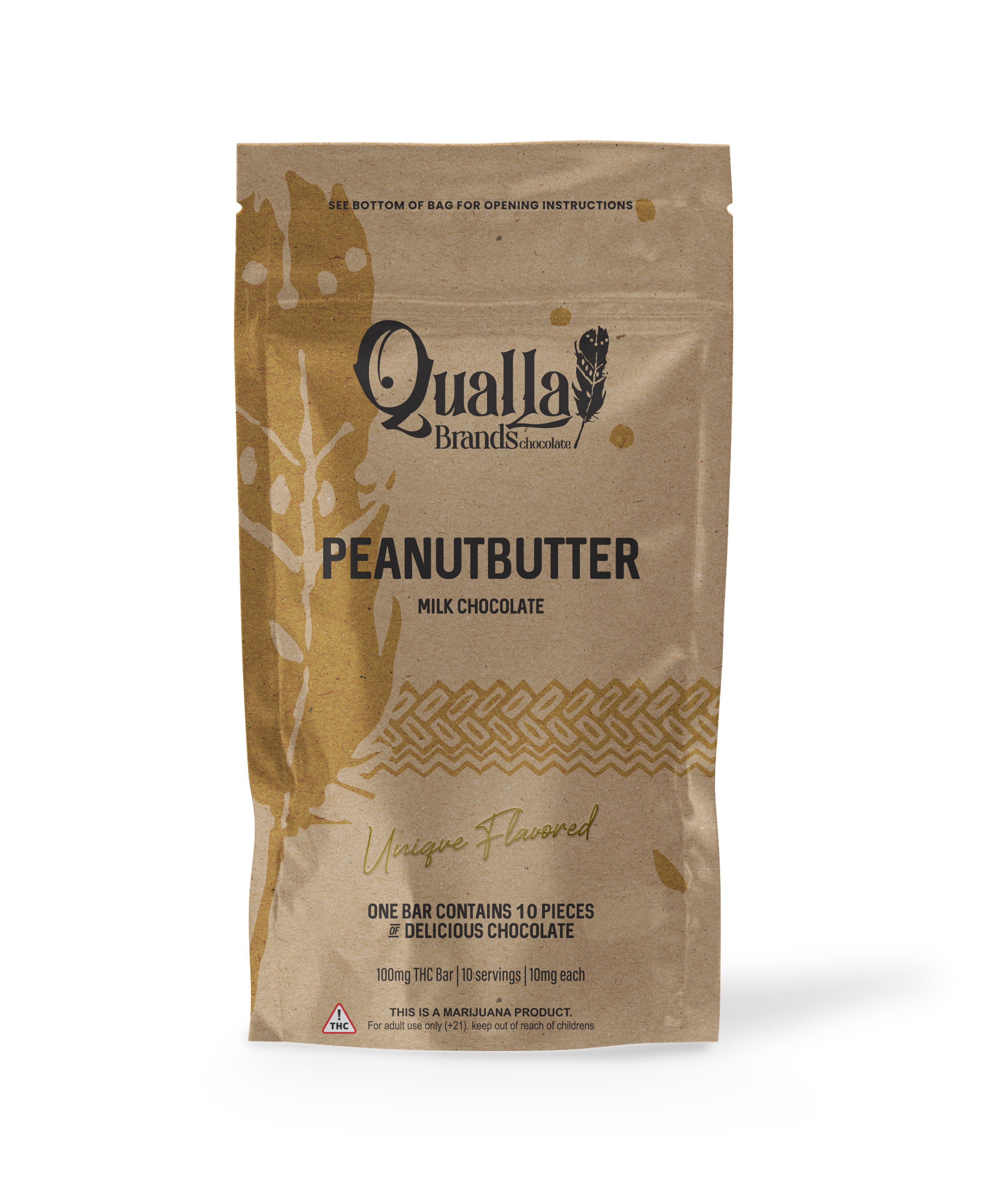 Photograph of product: Qualla Brand | Peanut Butter, Milk | Chocolate 100 mg [#252]