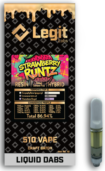 Photograph of product: Strawberry Runtz x Strawberry Glaze | Cured Resin 510 Thread | Legit Labs