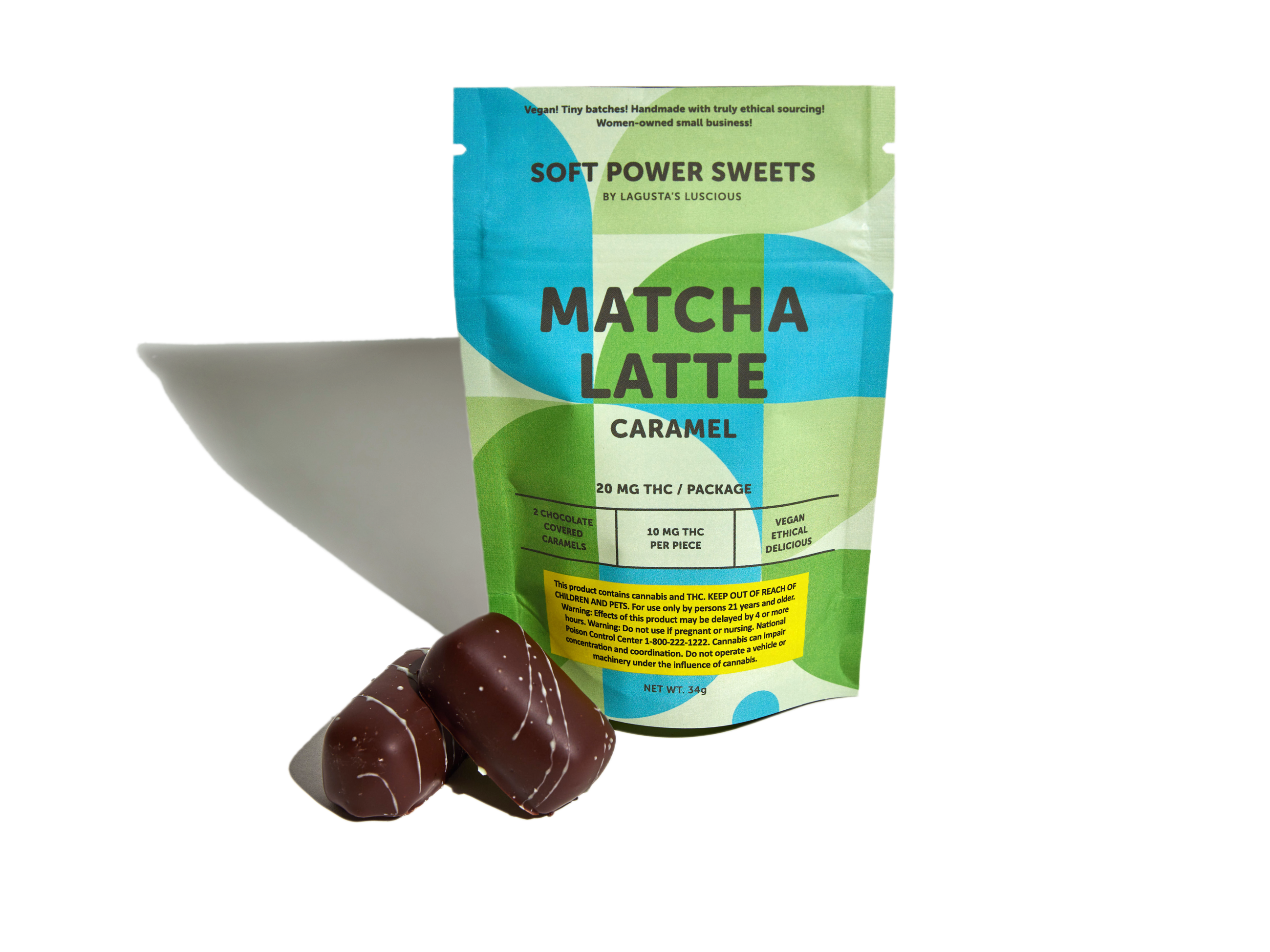 Photograph of Product: Soft Power Sweets - Matcha Latte Caramel - 2ct Chocolate Edibles