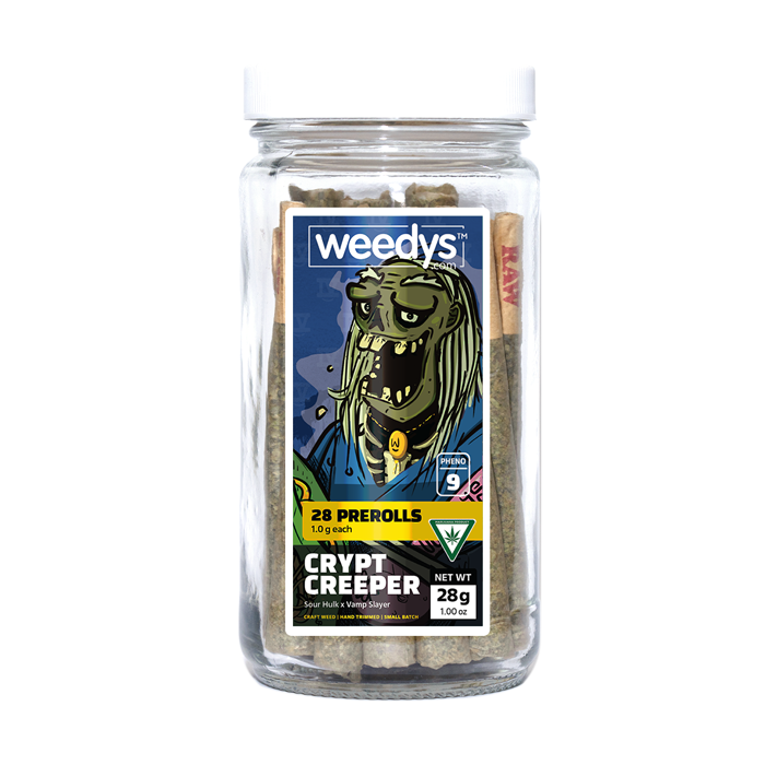 Photograph of product: Crypt Creeper 9 | 28g | Preroll Jar
