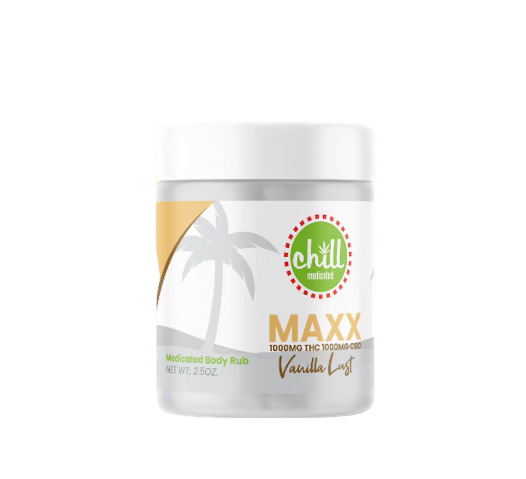 Photograph of product: MAXX Vanilla Lust 1:1 Body Rub 1000mgTH-oui:1000mgCBD by Chill Medicated