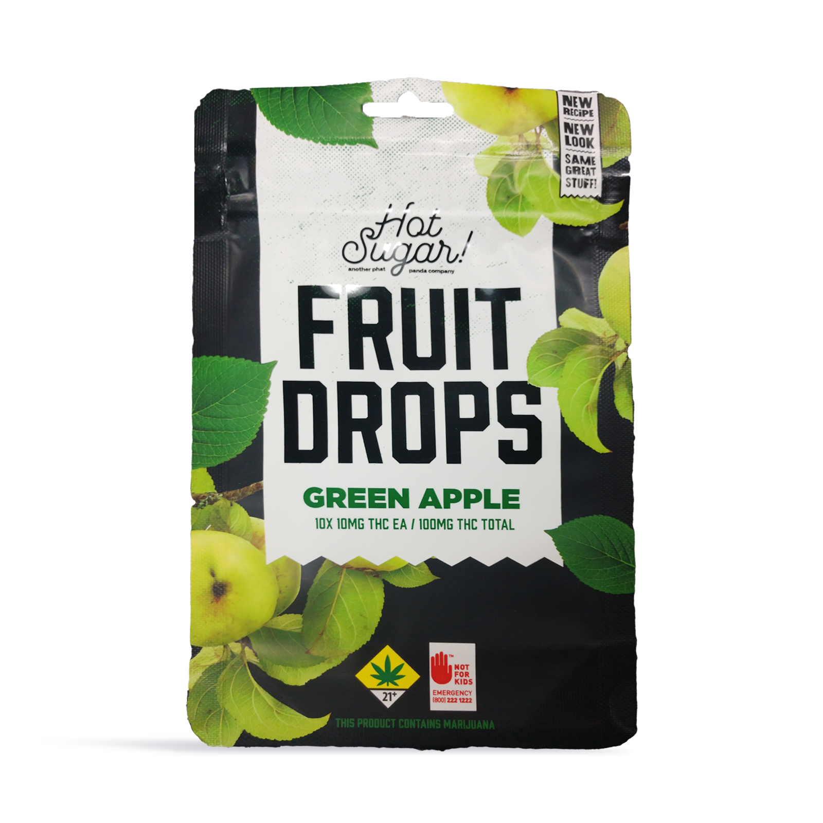 Photograph of product: Hot Sugar! | Fruit Drops 10-pack 100mg | Green Apple