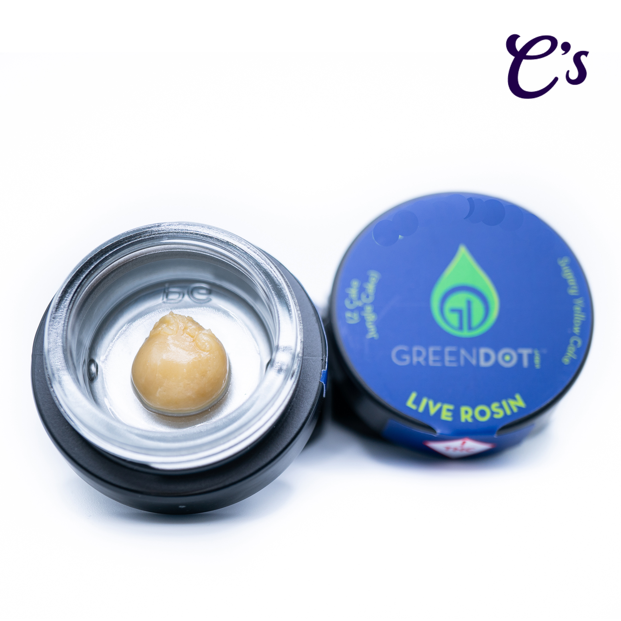 Photograph of product: Green Dot | Blue Label Live Rosin | Amsterdam '97 1g