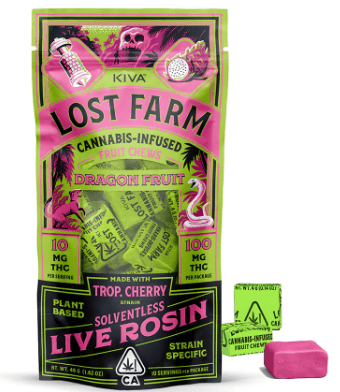 Photograph of product: [Lost Farm] Live Rosin Chews - 100mg - Dragon Fruit x Trop. Cherry (S/H) - 