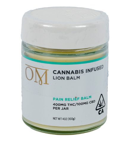 Photograph of product: OM Relief 4:1 TH-oui:CBD Lion Balm 4oz 500mg