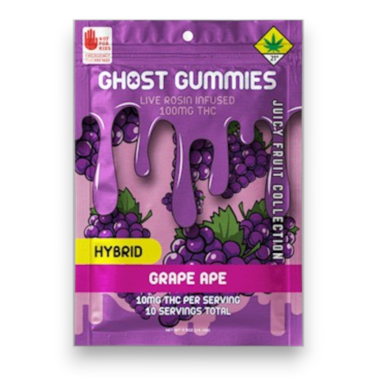 Photograph of Product: Grape Ape 10pk 100mg Gummies (Ghost Man)