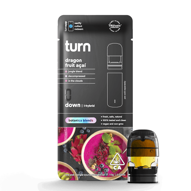 Photograph of product: Turn Down Botanica Blends POD | 1g - Dragon Fruit Acai - Oui'd Hybrid - 