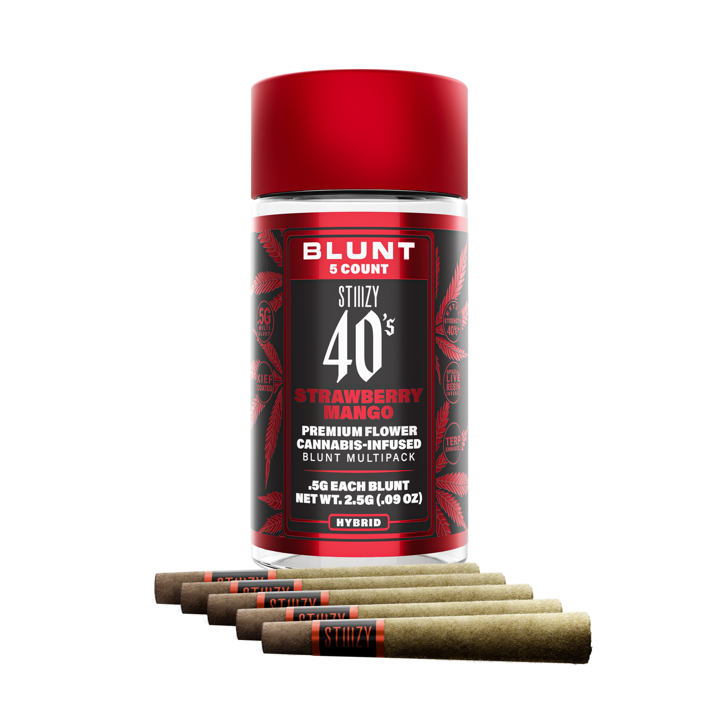 Photograph of product: Stiiizy - Infused Mini-Blunts 40's 5pk - Strawberry Mango (H) (2.5g)